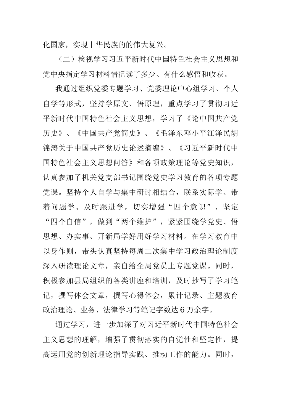 X县税务局机关党支部书记党史学习教育专题组织生活会个人检视剖析材料.docx_第2页