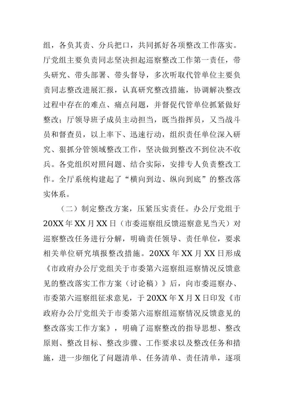 中共XX市人民政府办公厅党组关于巡察整改情况的通报.docx_第2页