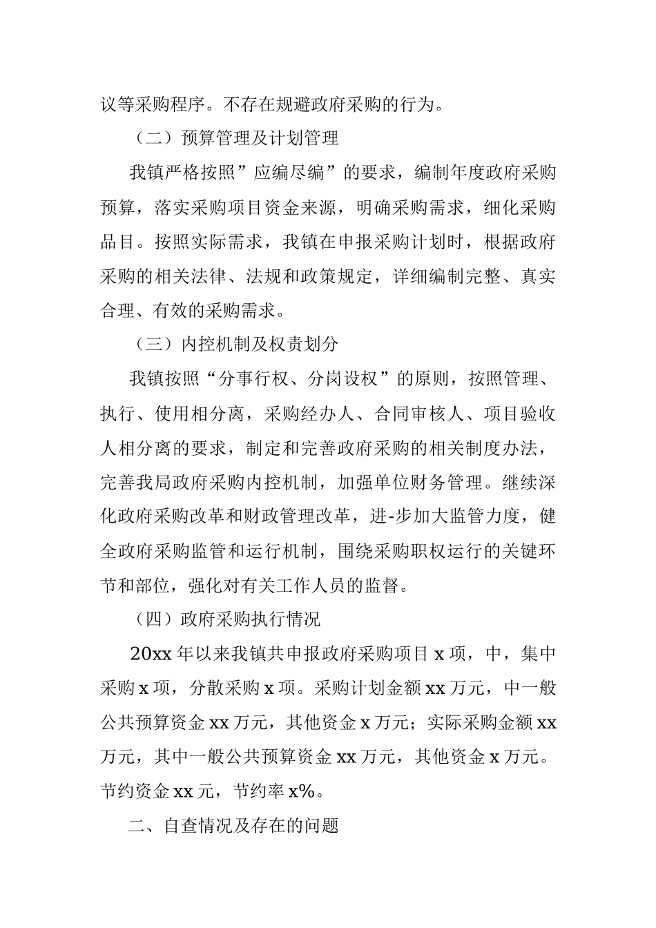 乡镇政府采购项目自查情况报告范文.docx_第2页