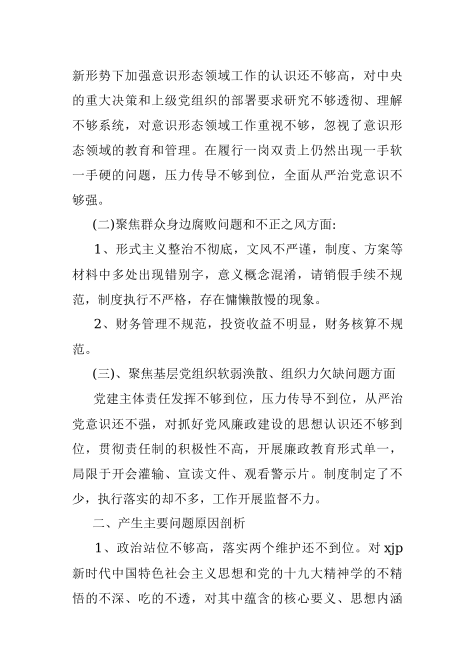 党支部班子巡察整改专题组织生活会对照检查材料.docx_第3页