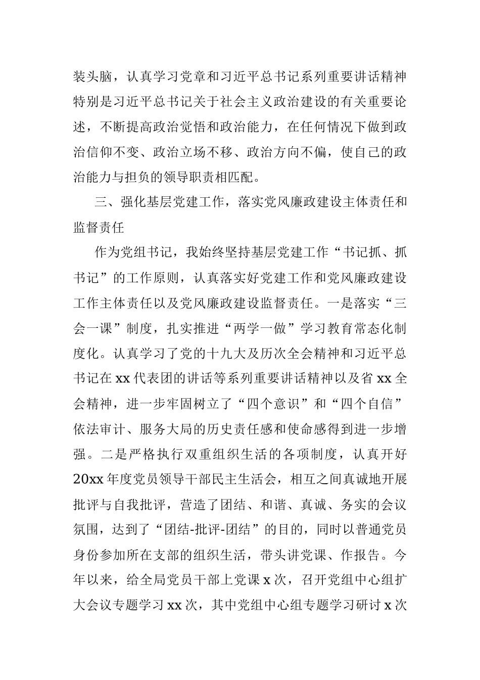 审计局党组书记局长20xx年述职述廉述德报告范文.docx_第3页