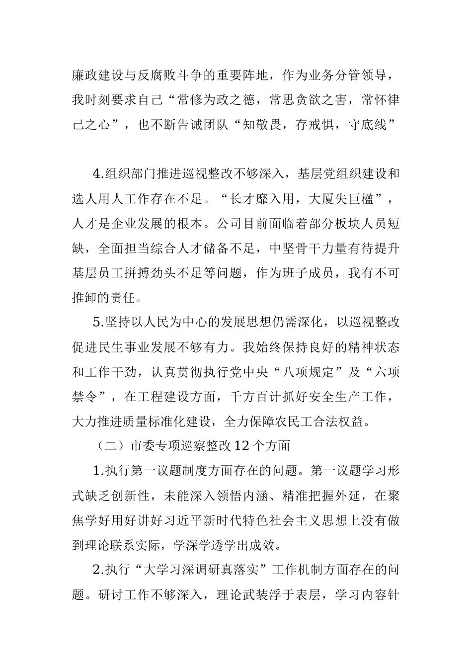 巡视巡察整改专题民主生活会个人发言材料.docx_第2页