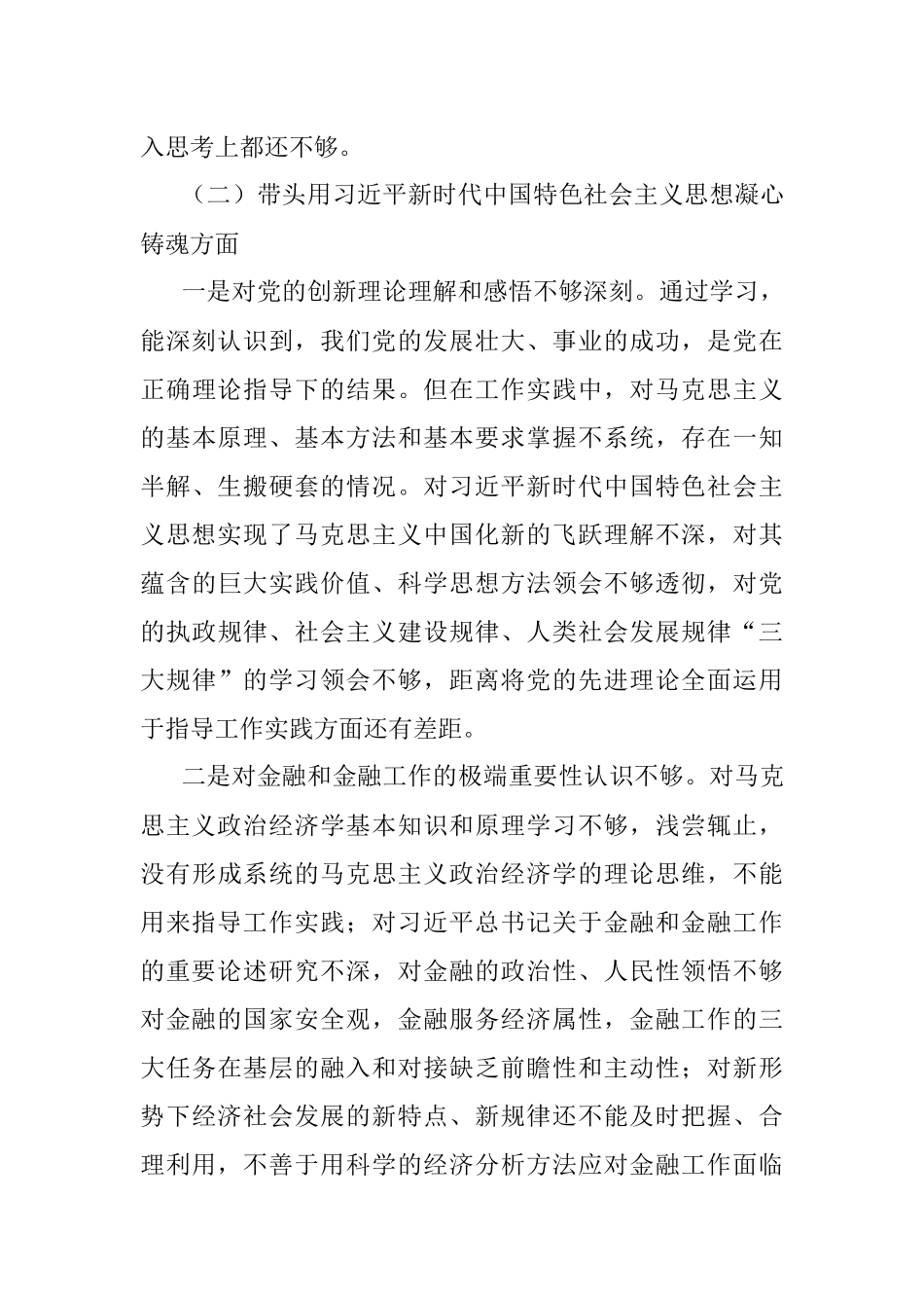 市金融办党组书记民主生活会对照检查材料.docx_第3页