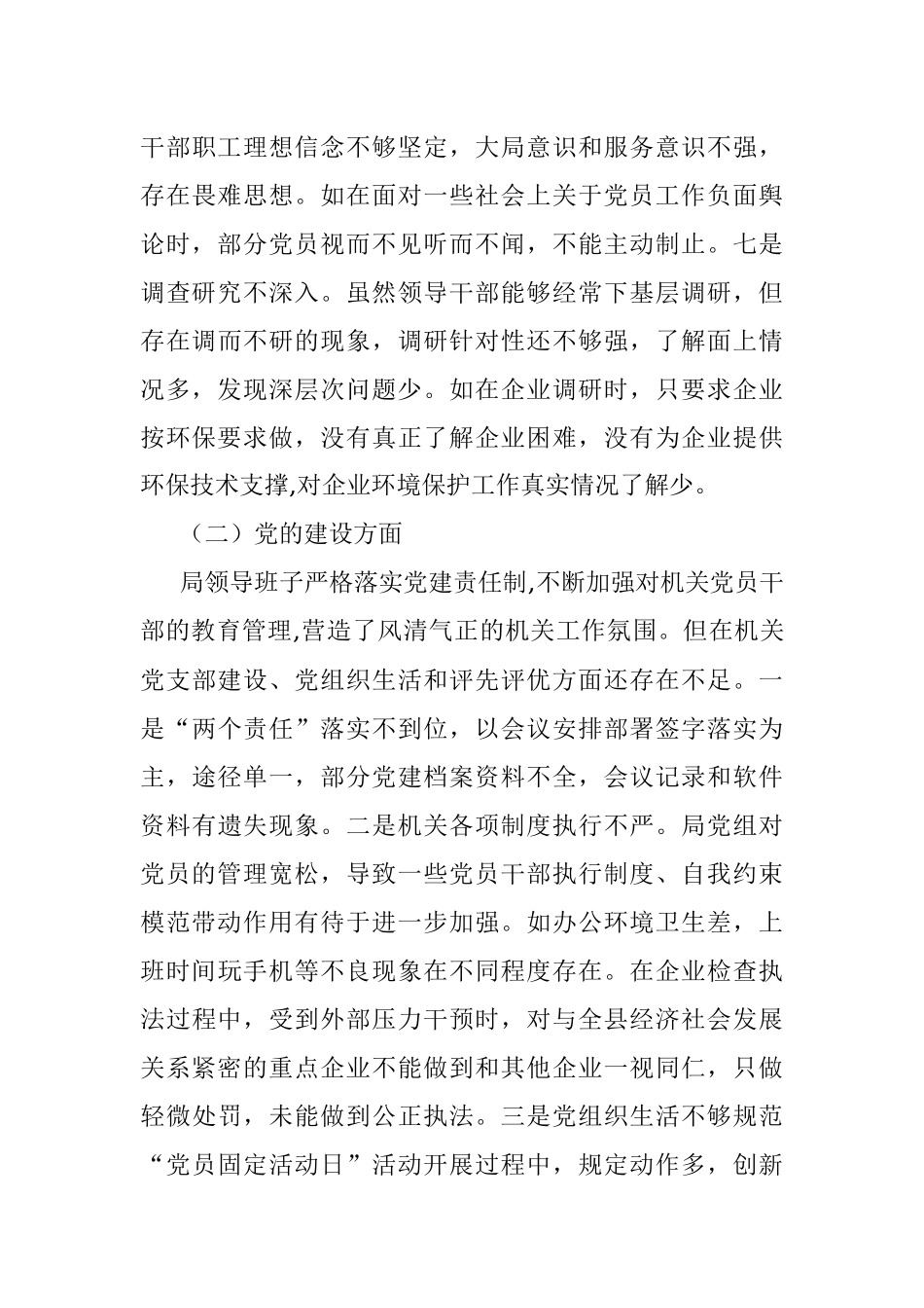 环保局巡察整改专题民主生活会班子发言材料.docx_第3页