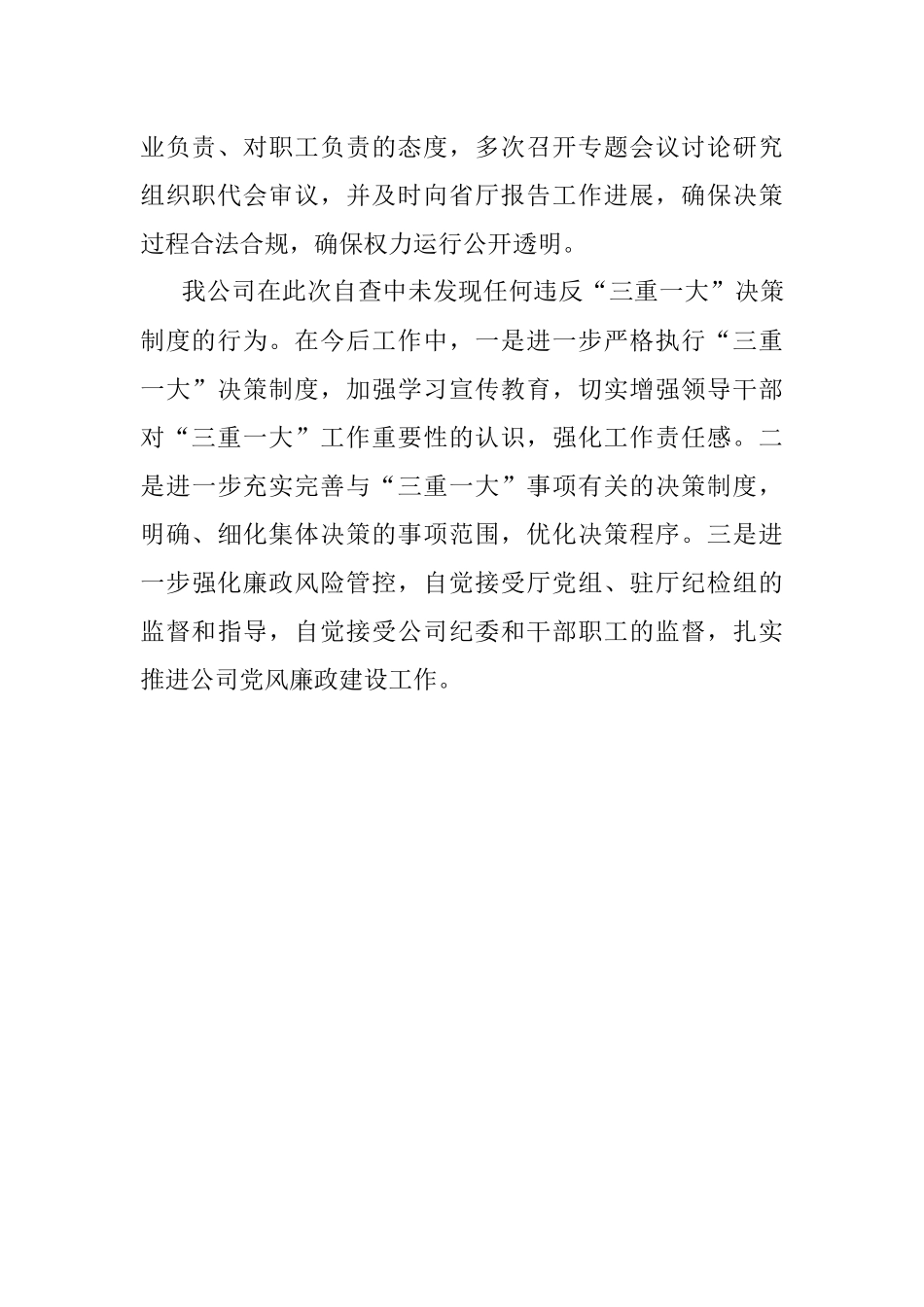 落实“三重一大”决策制度情况的报告.docx_第3页