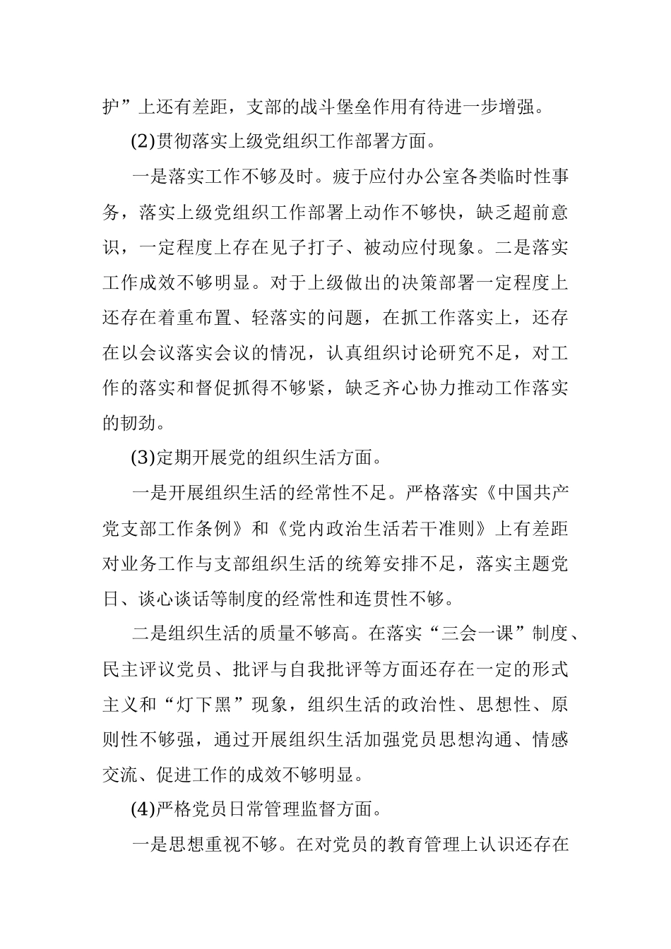 2019年度组织生活会党支部班子对照检查材料.docx_第2页