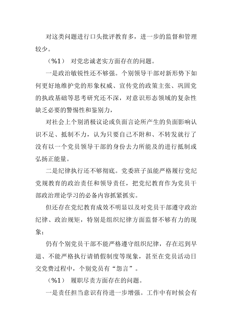 2019年度专题民主生活会班子对照检查材料.docx_第3页