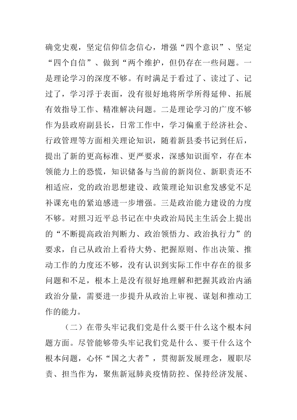 副县长党史学习教育专题民主生活会“五个带头”对照检查发言材料.docx_第2页