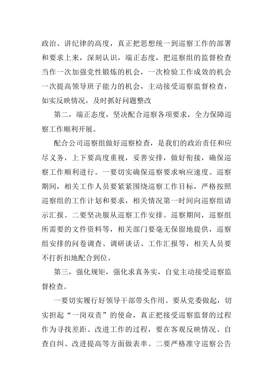 在公司第二巡察组对XX党委第二轮政治巡察动员会上的表态发言.docx_第2页