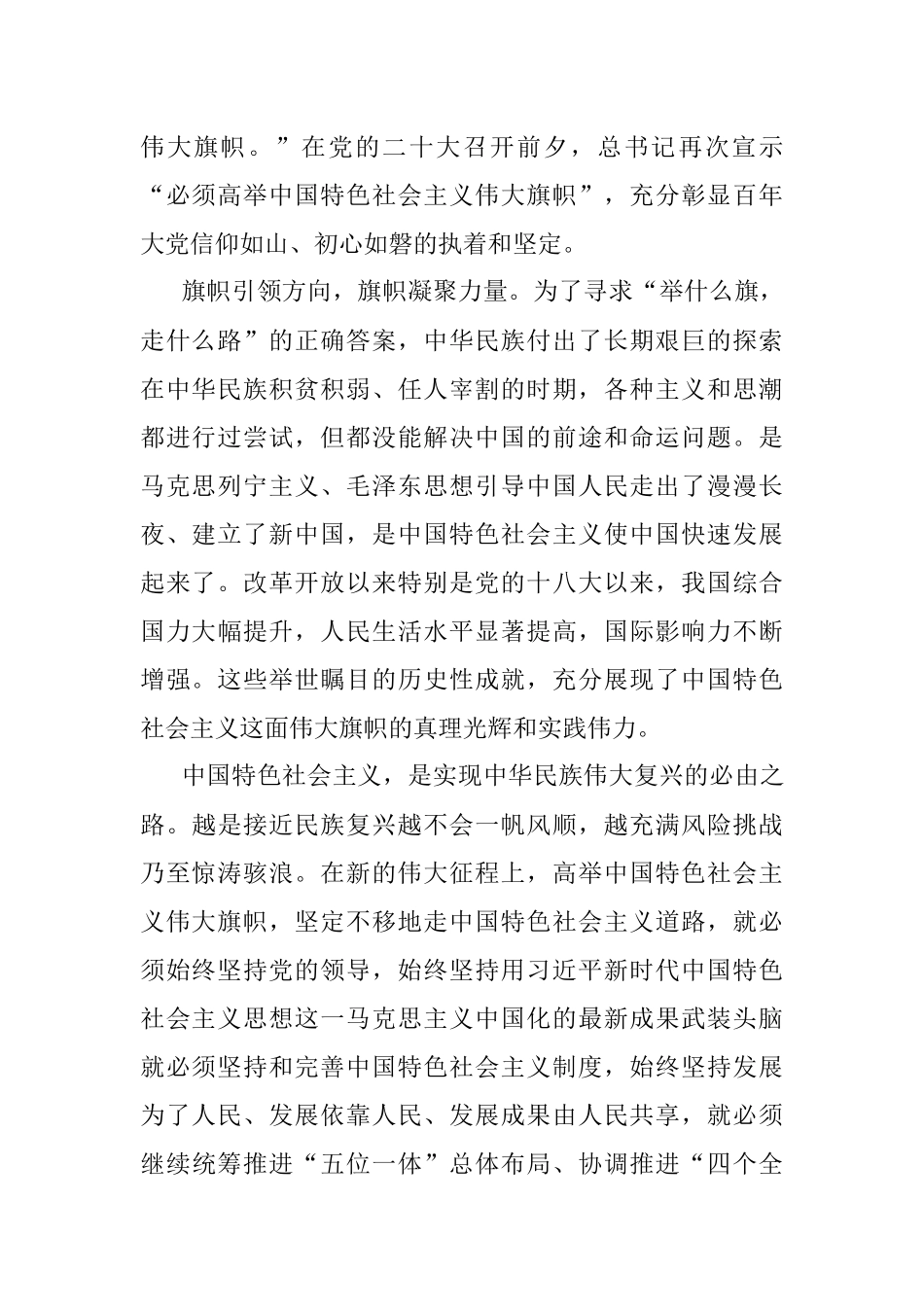 学习省部级领导干部研讨班讲话研讨发言：高举旗帜奋力新征程.docx_第2页