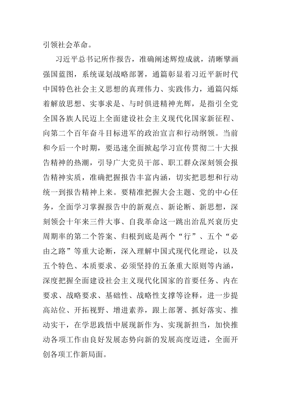 学习贯彻二十大讲话发言：做到三个全面认识把握 推动报告精神落地见效.docx_第3页