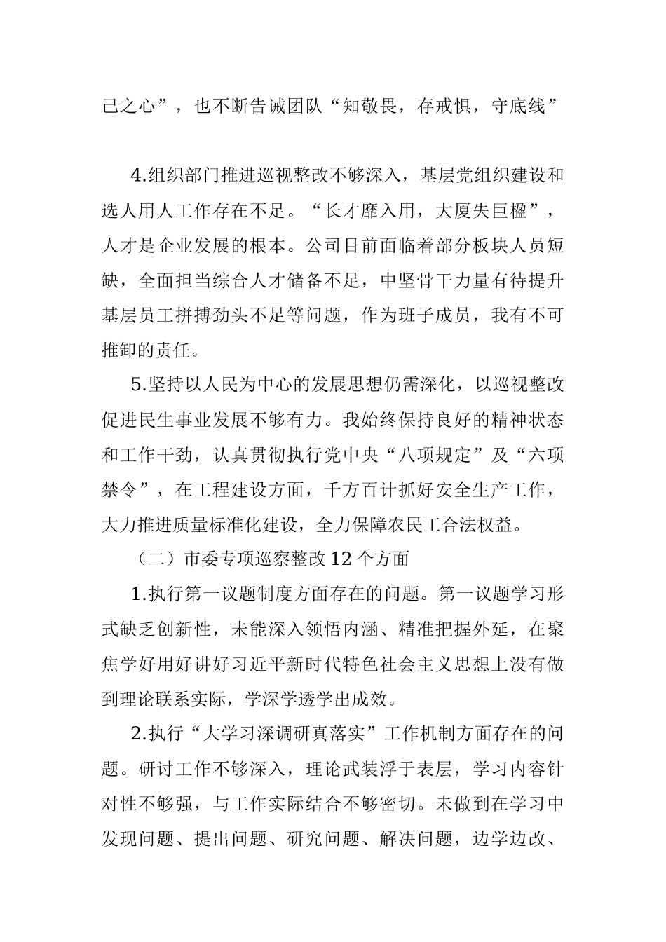 巡视巡察整改专题民主生活会个人发言材料_1.docx_第2页