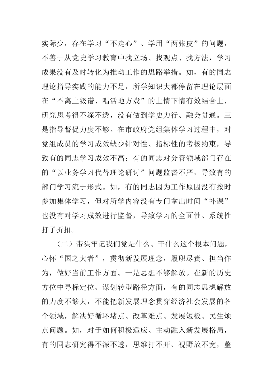 市政府党组2021年民主生活会对照检查材料.docx_第2页