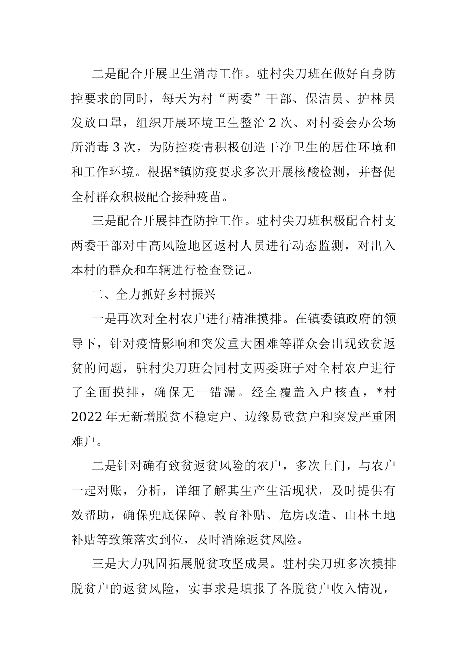 2022年驻村尖刀班工作汇报.docx_第2页