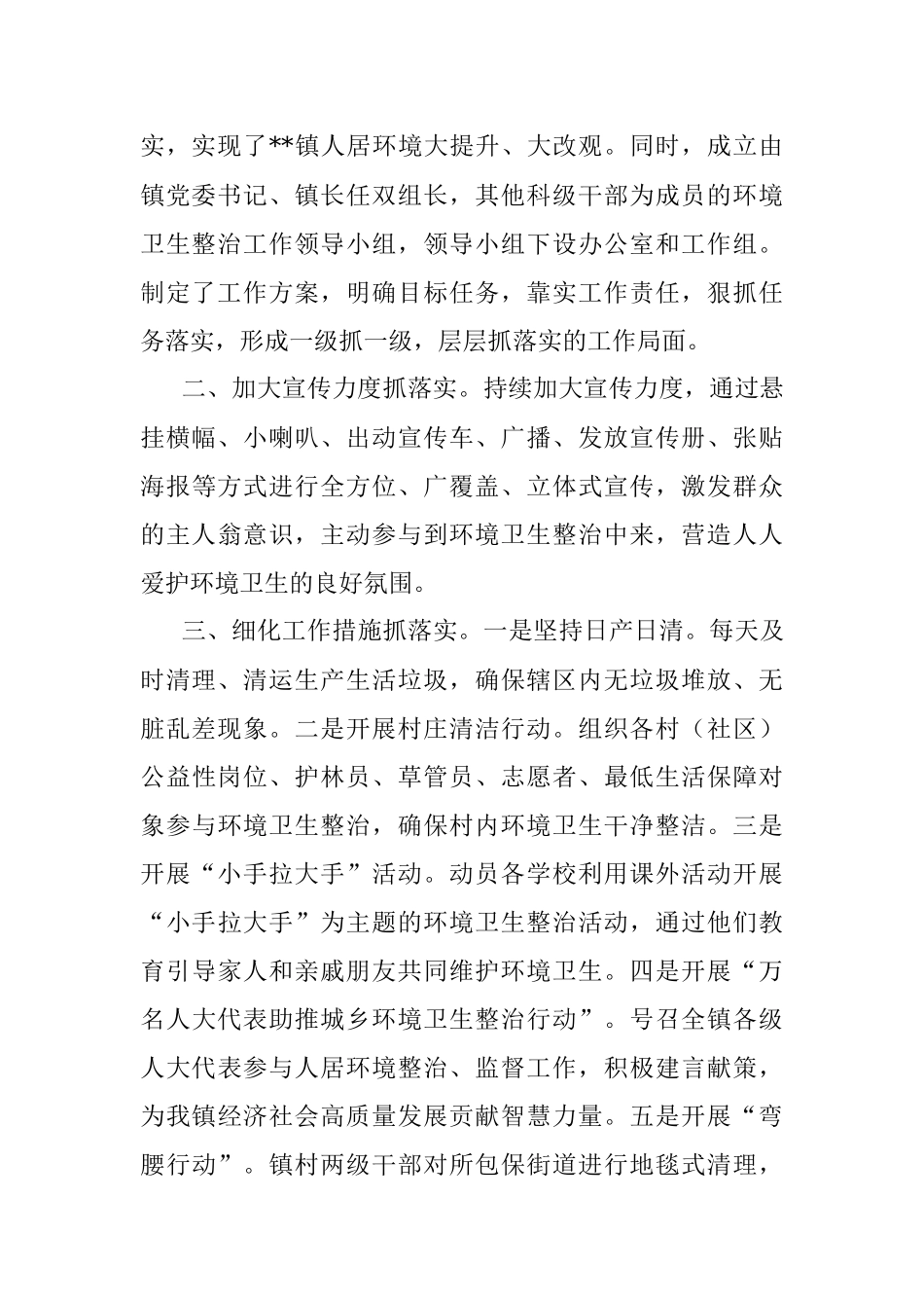 某镇城乡环境卫生整治工作汇报.docx_第2页