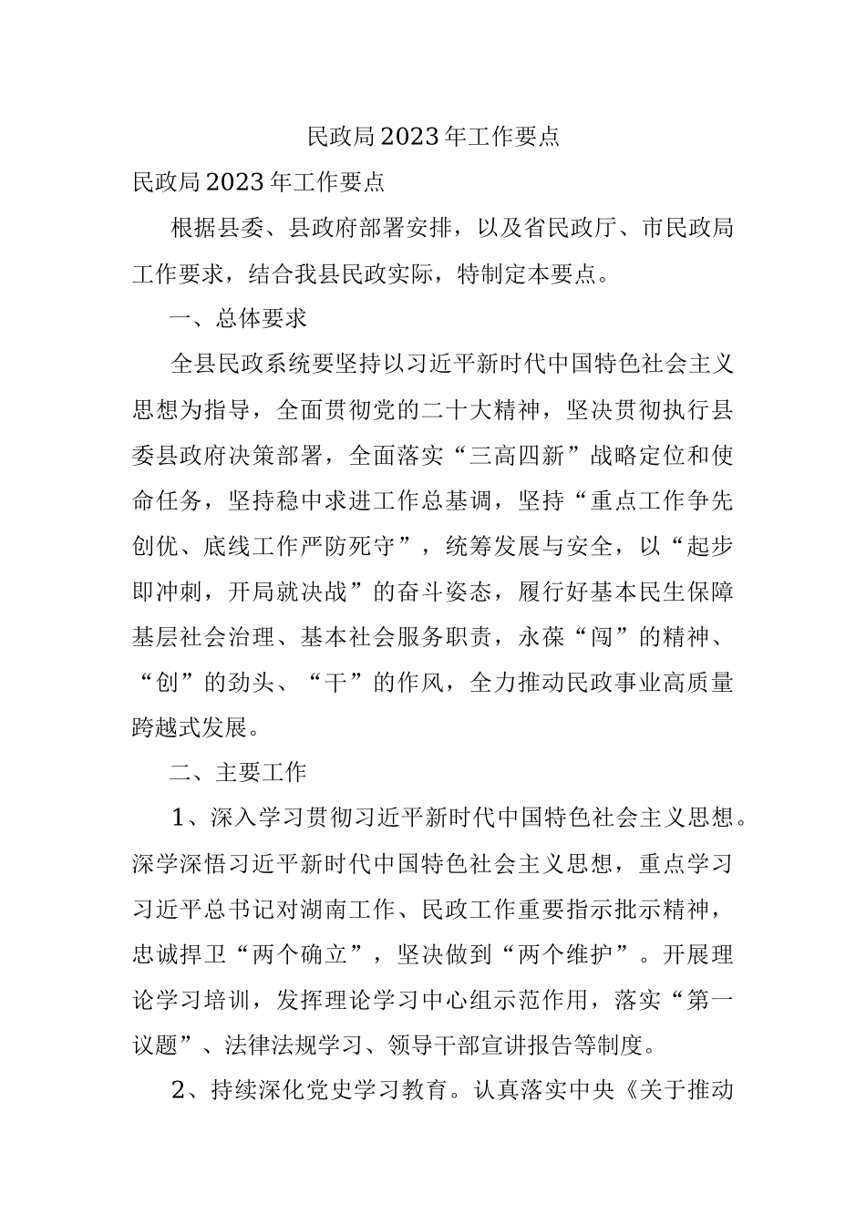 民政局2023年工作要点.docx_第1页