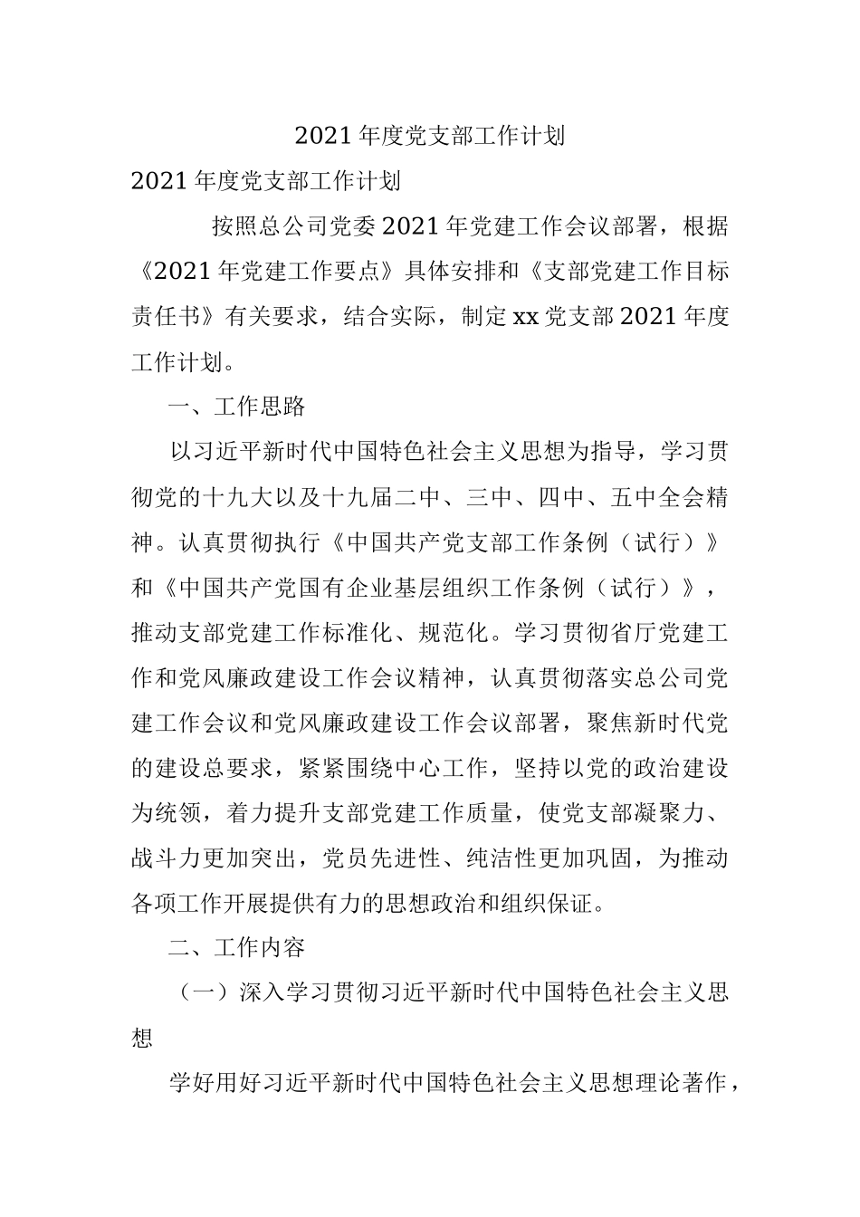 2021年度党支部工作计划.docx_第1页