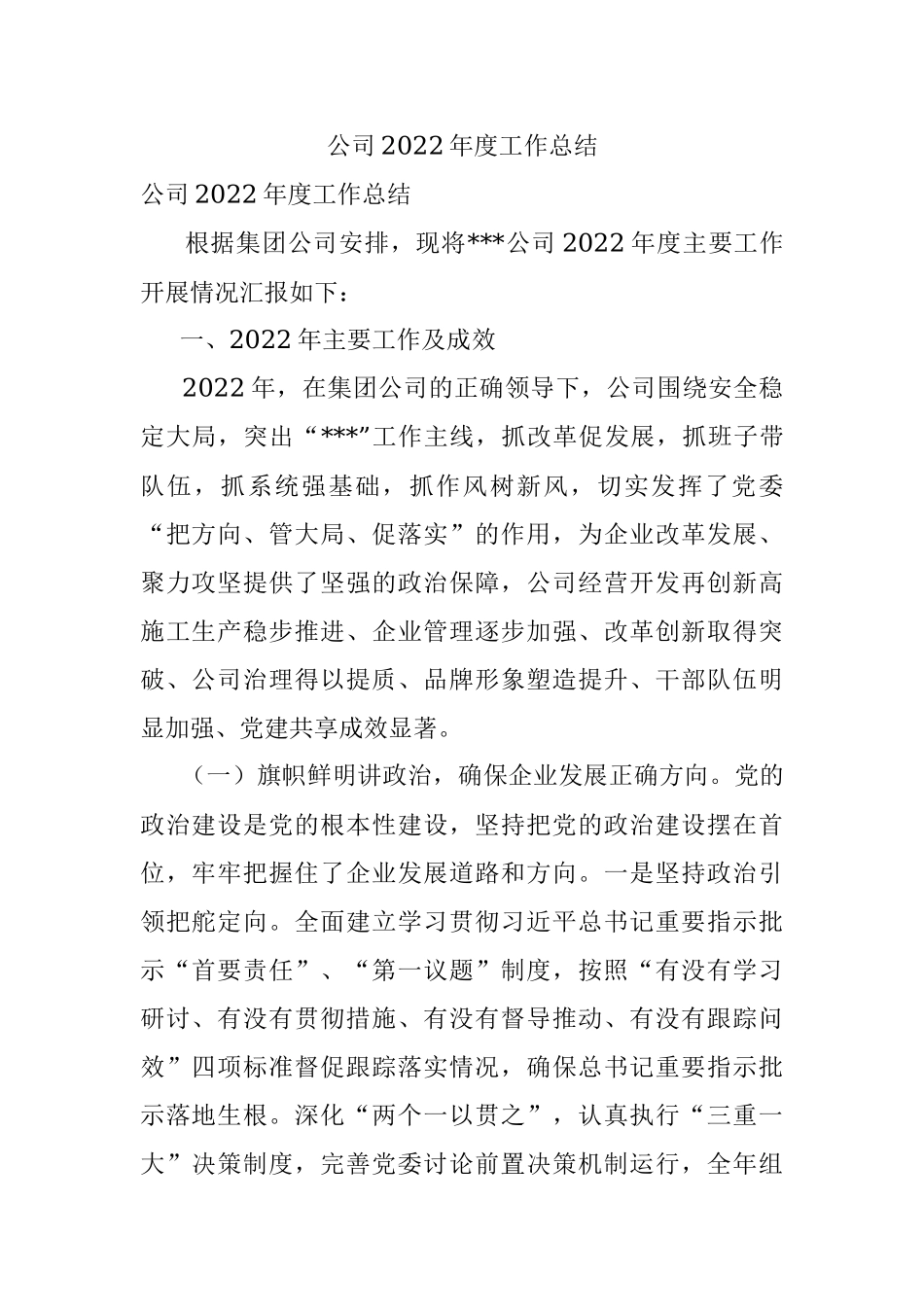 公司2022年度工作总结.docx_第1页
