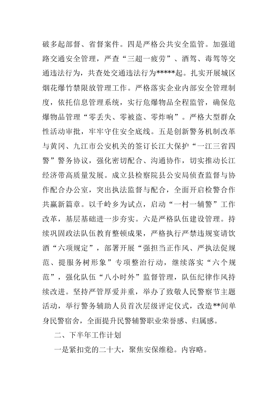县公安局2022年上半年工作总结和下半年工作安排.docx_第2页