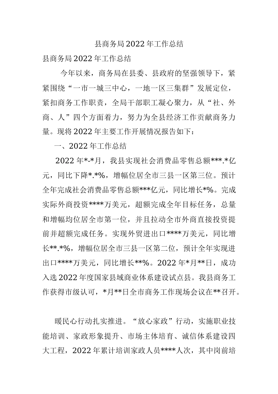 县商务局2022年工作总结.docx_第1页