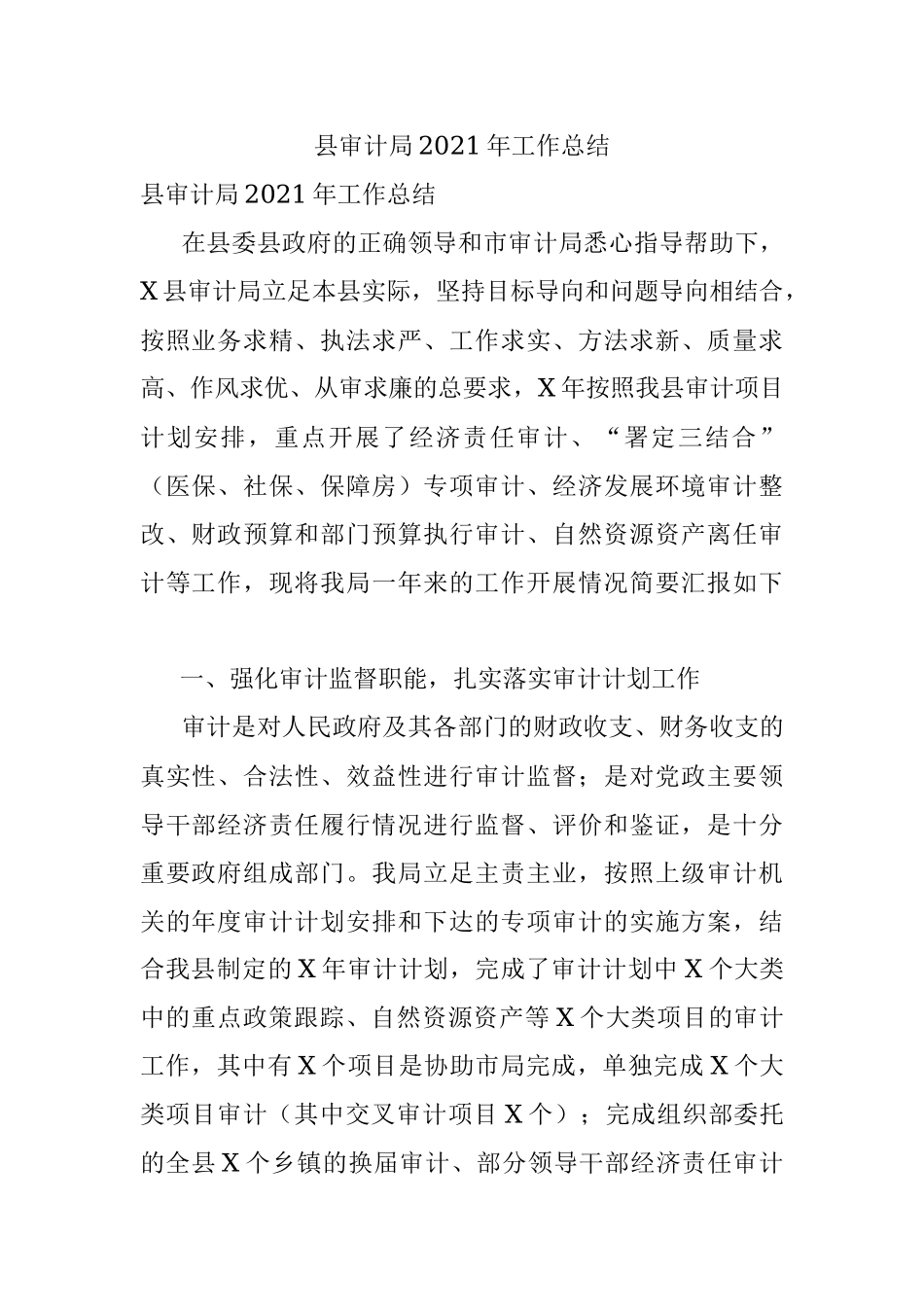县审计局2021年工作总结.docx_第1页