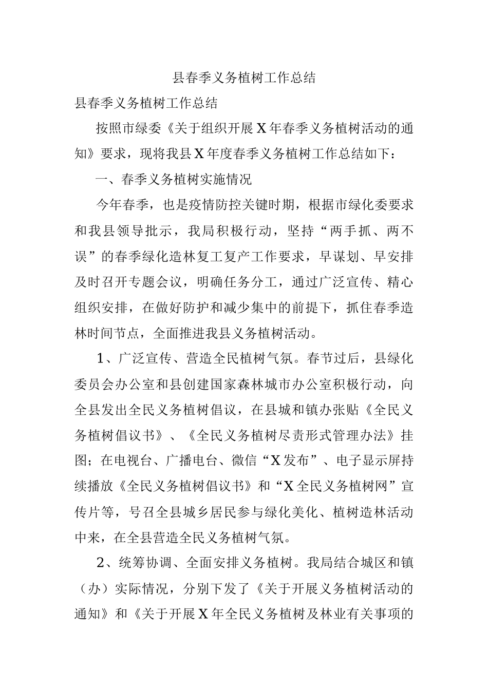 县春季义务植树工作总结.docx_第1页