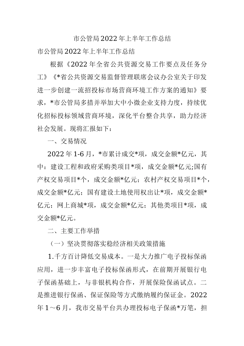 市公管局2022年上半年工作总结.docx_第1页