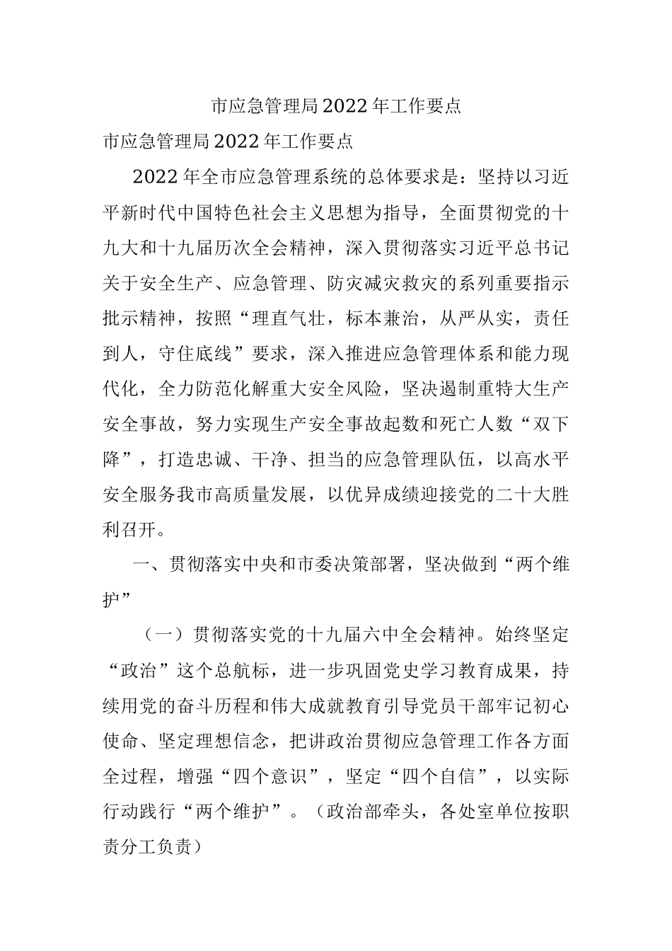 市应急管理局2022年工作要点.docx_第1页