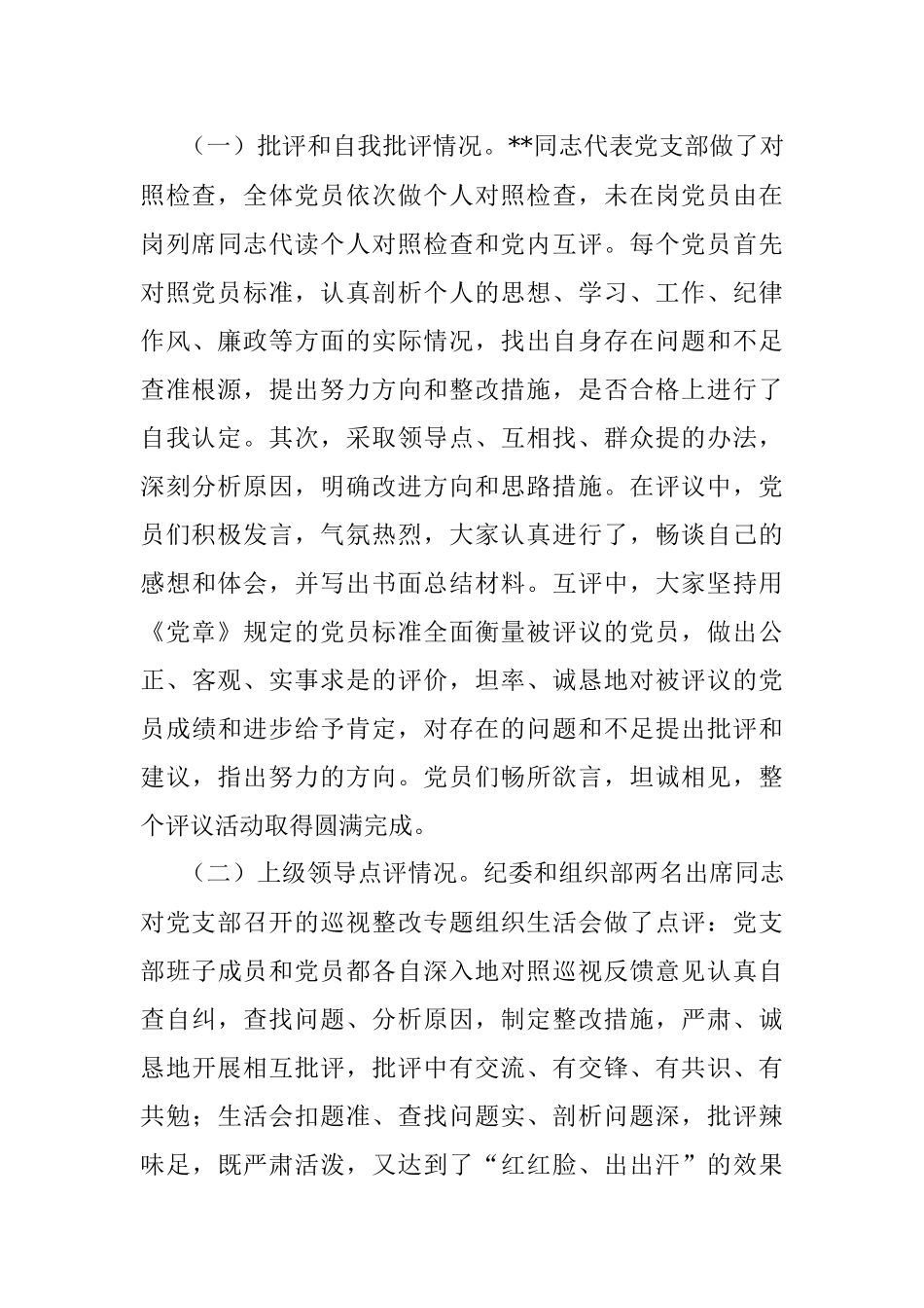 2017年党支部巡视整改专题组织生活会工作总结范文.docx_第3页