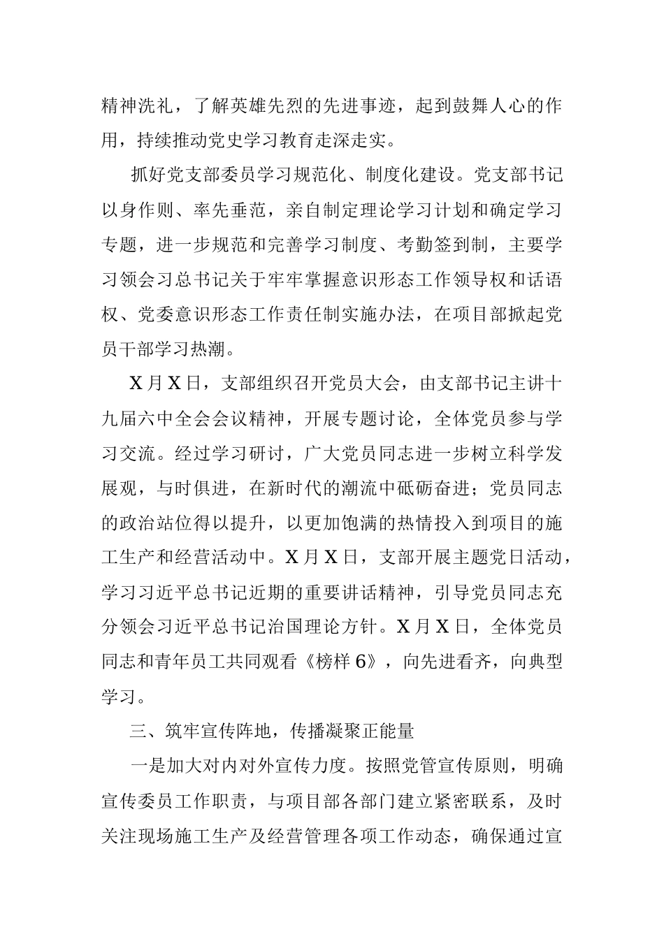 国企X项目党支部2021年意识形态工作总结.docx_第3页