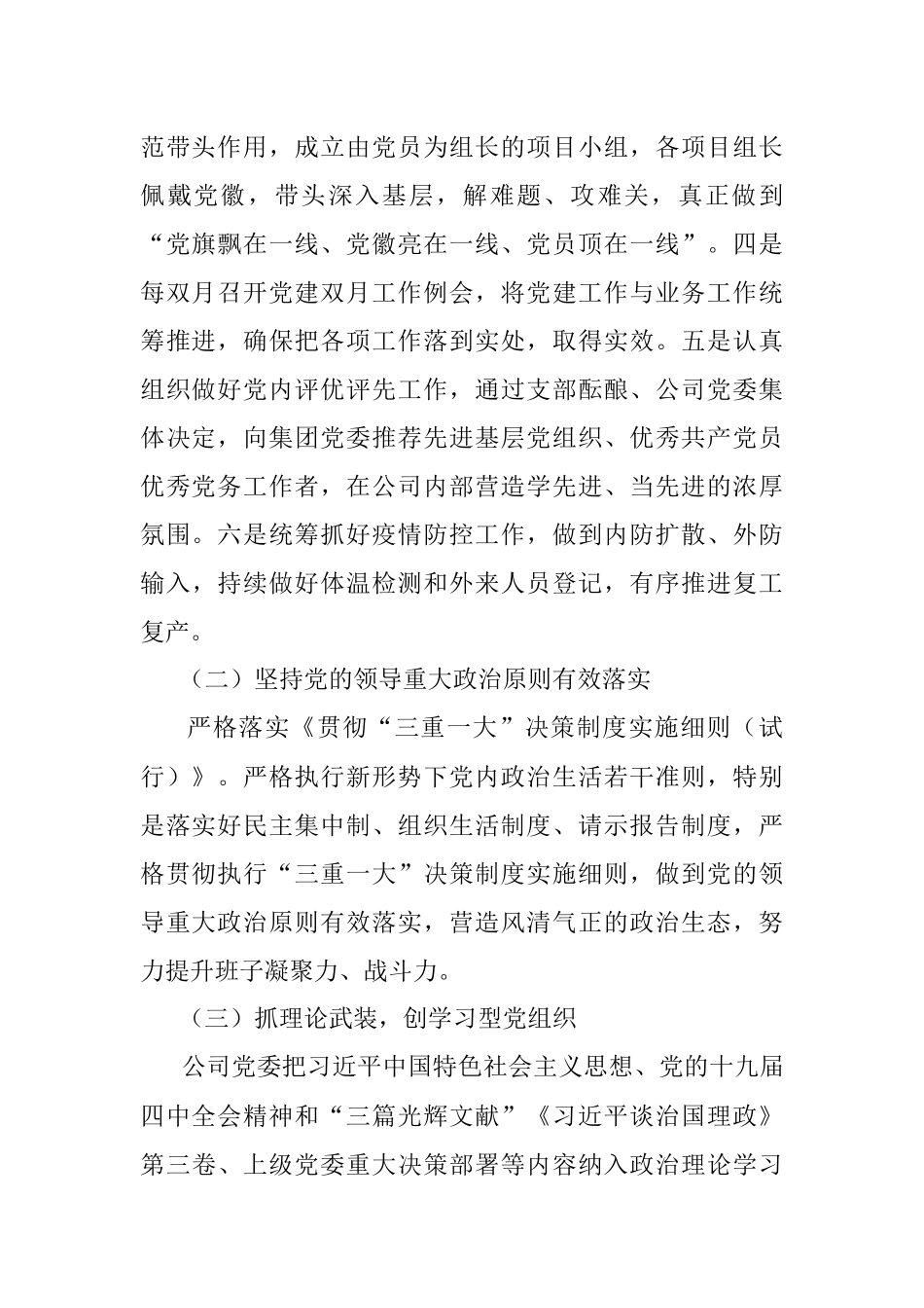 X项目公司党委2020年度党建工作总结.docx_第2页