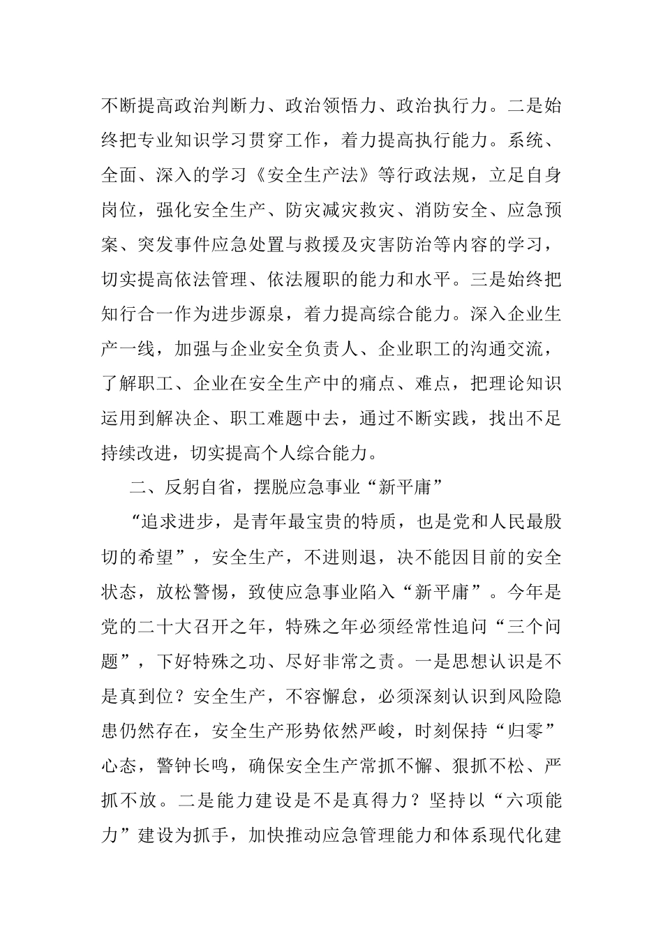 市应急管理局党委委员强能力转作风安全应急当先锋专题交流发言稿.docx_第2页