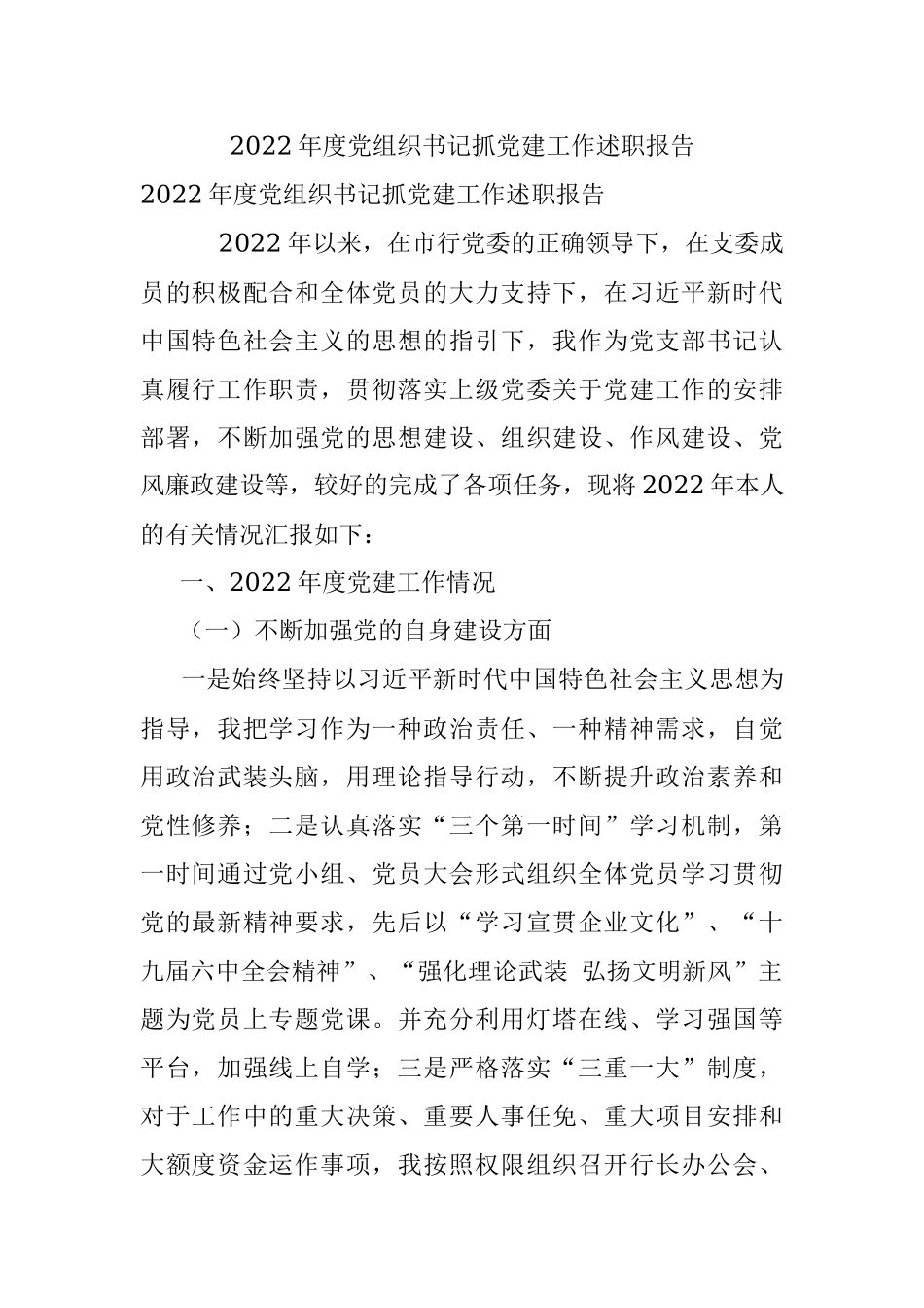 2022年度党组织书记抓党建工作述职报告_2.docx_第1页