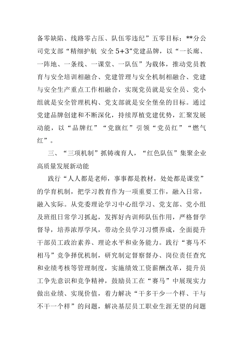 国企党建经验交流：“五抓”谋“五新”推动高质量发展.docx_第3页