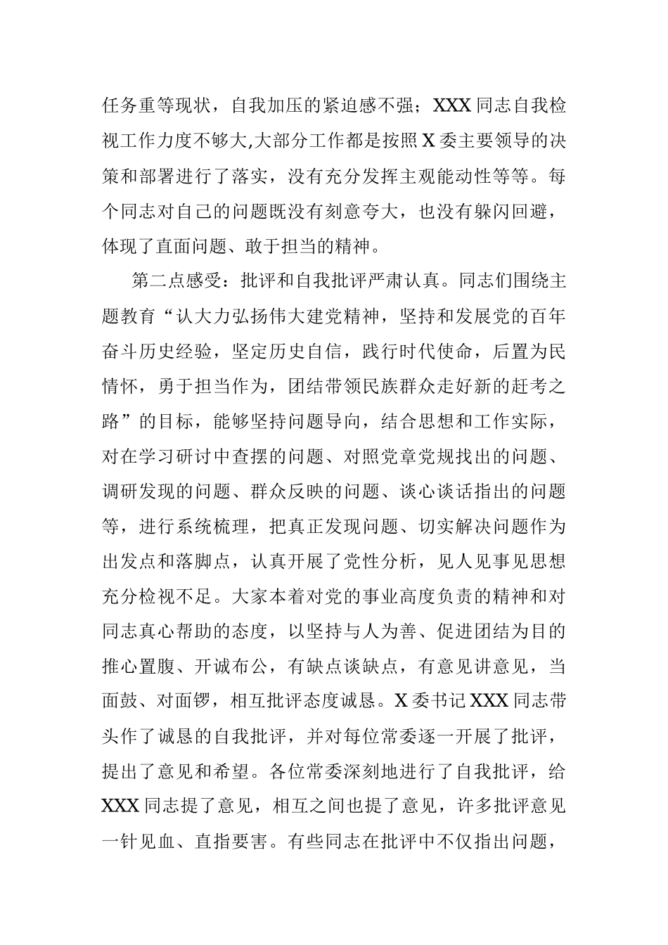 在X委常委班子党史学习教育专题民主生活会上的点评.docx_第3页