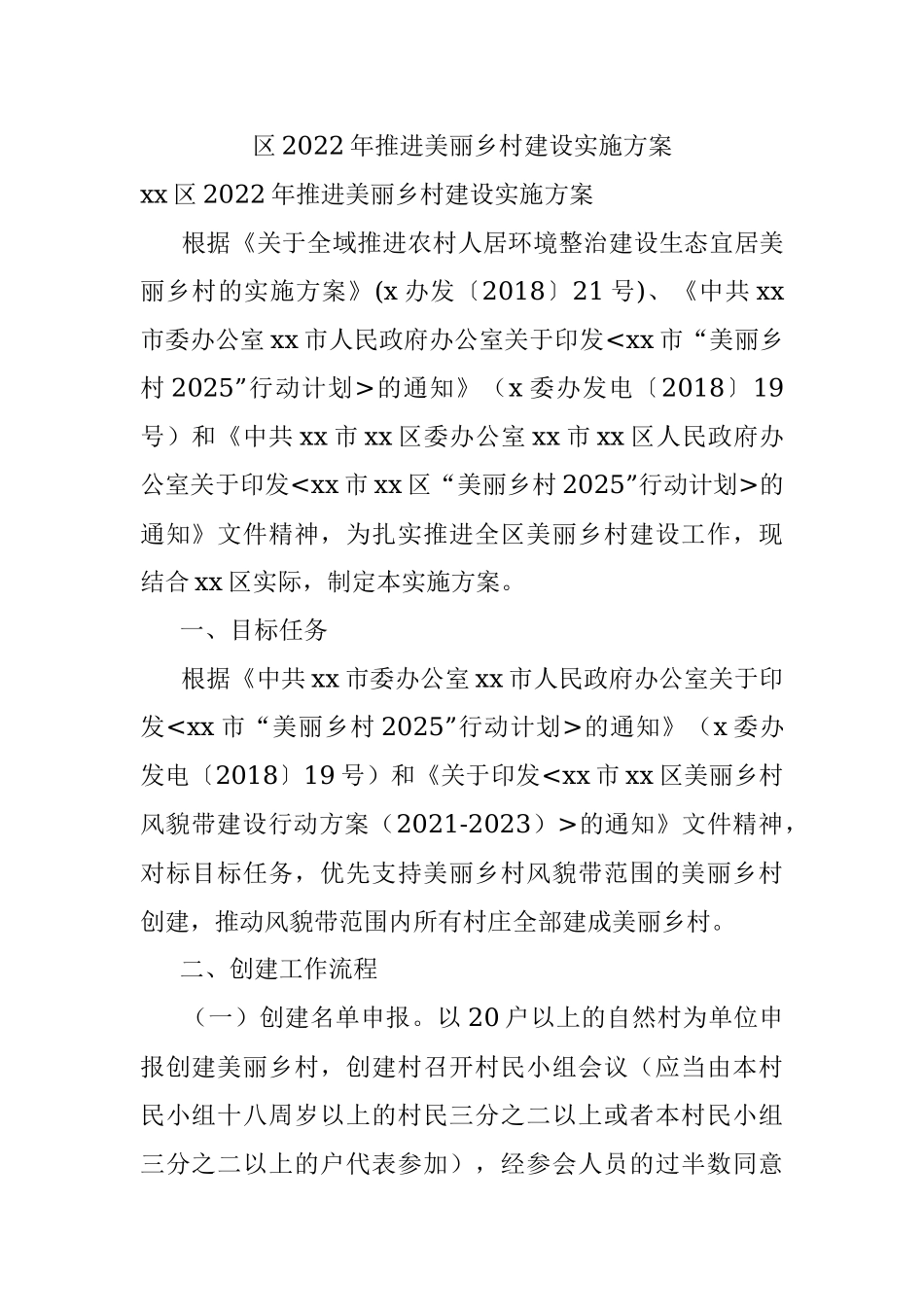 区2022年推进美丽乡村建设实施方案.docx_第1页