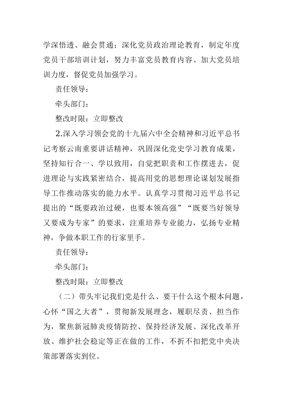 公司2021年专题民主生活会领导班子整改方案.docx_第3页