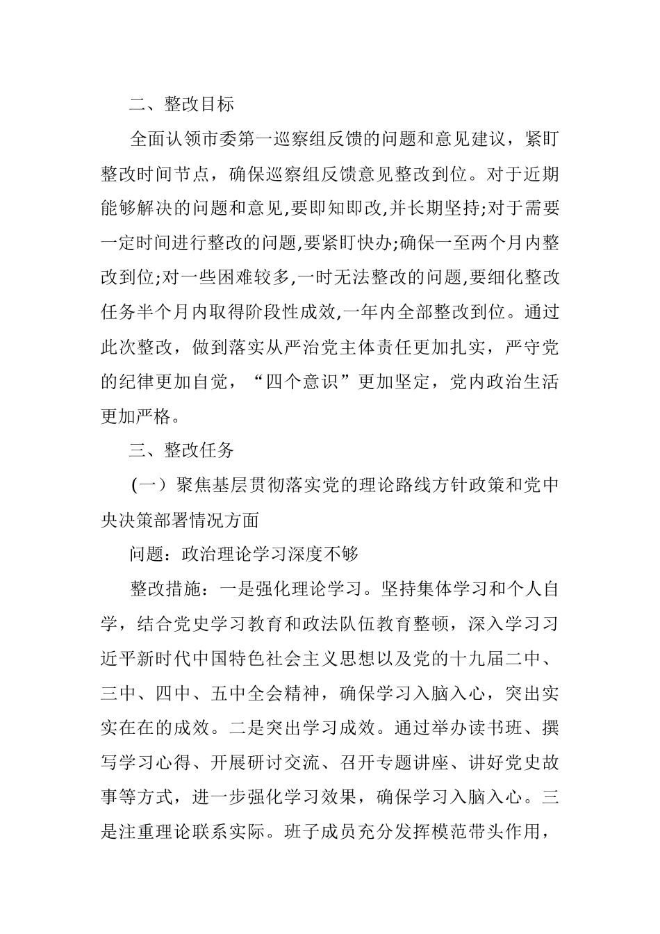 市委政法委员会党支部关于市委巡察组反馈意见整改落实方案.docx_第2页
