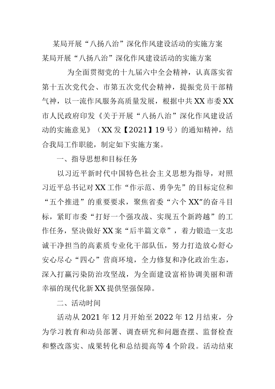 某局开展“八扬八治”深化作风建设活动的实施方案.docx_第1页