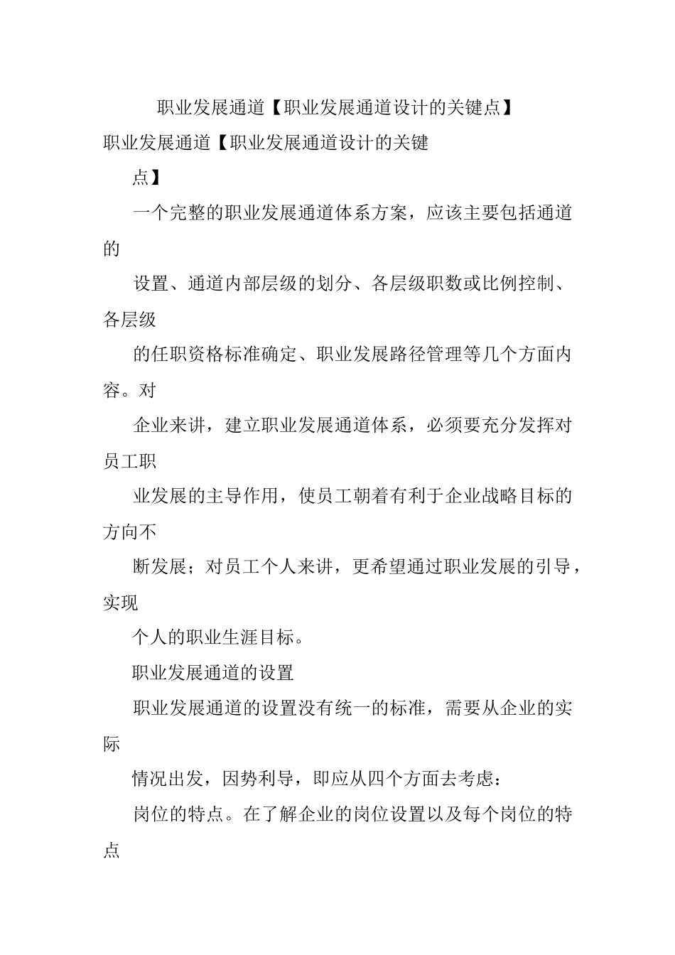 职业发展通道【职业发展通道设计的关键点】.docx_第1页
