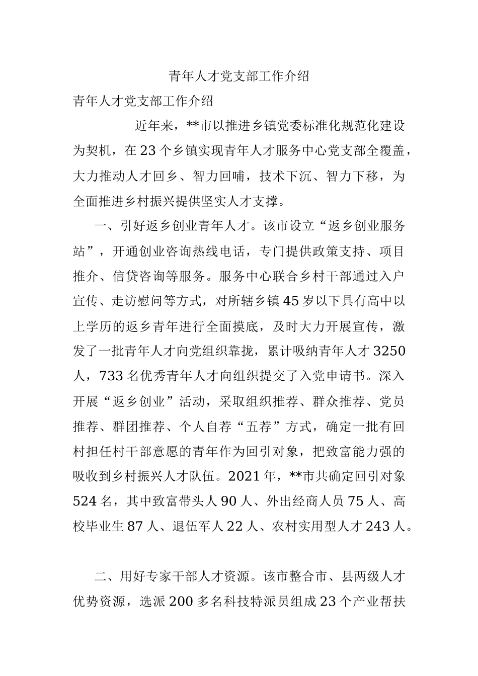 青年人才党支部工作介绍.docx_第1页