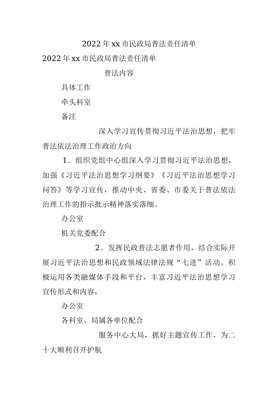 2022年xx市民政局普法责任清单.docx_第1页
