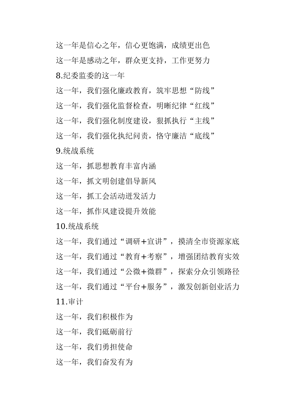 “这一年”类写作提纲汇编（年终总结和领导讲话专用）.docx_第3页