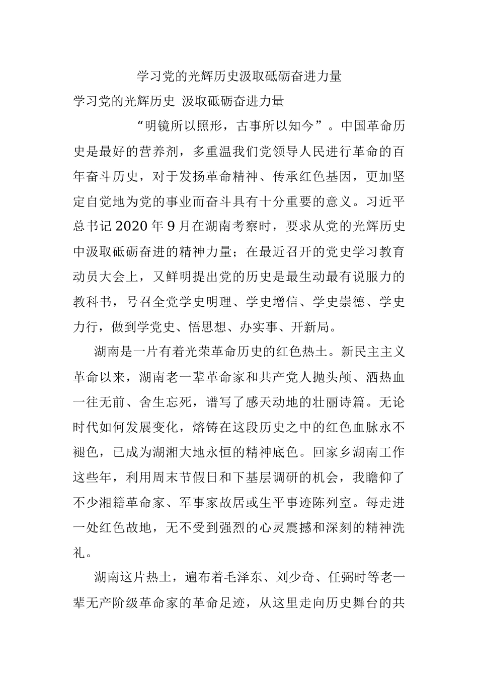 学习党的光辉历史汲取砥砺奋进力量.docx_第1页