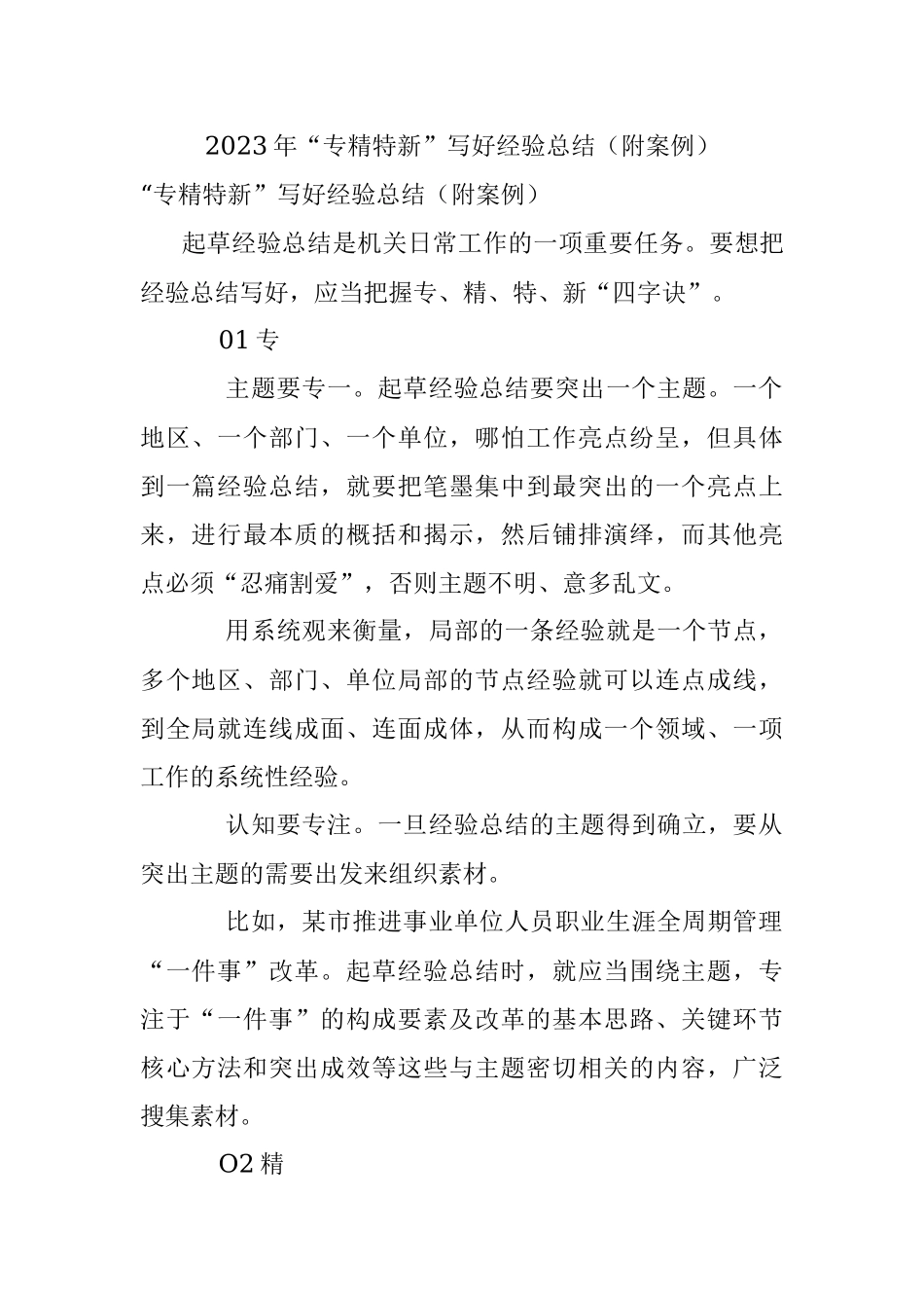 2023年“专精特新”写好经验总结（附案例）.docx_第1页