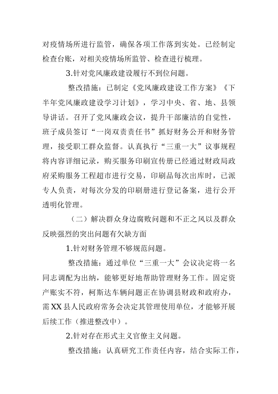 2023年XX县XX中心关于巡察整改阶段进展情况的报告.docx_第3页