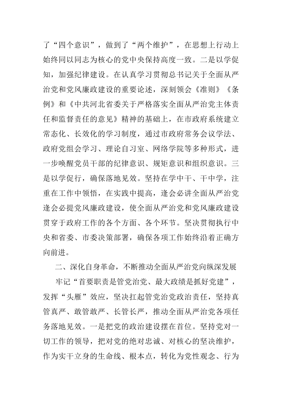 2023年市委副书记、市长在本年度落实全面从严治党主体责任和党风廉政建设责任制以及个人履行第一责任人责任情况述责述廉报告.docx_第2页