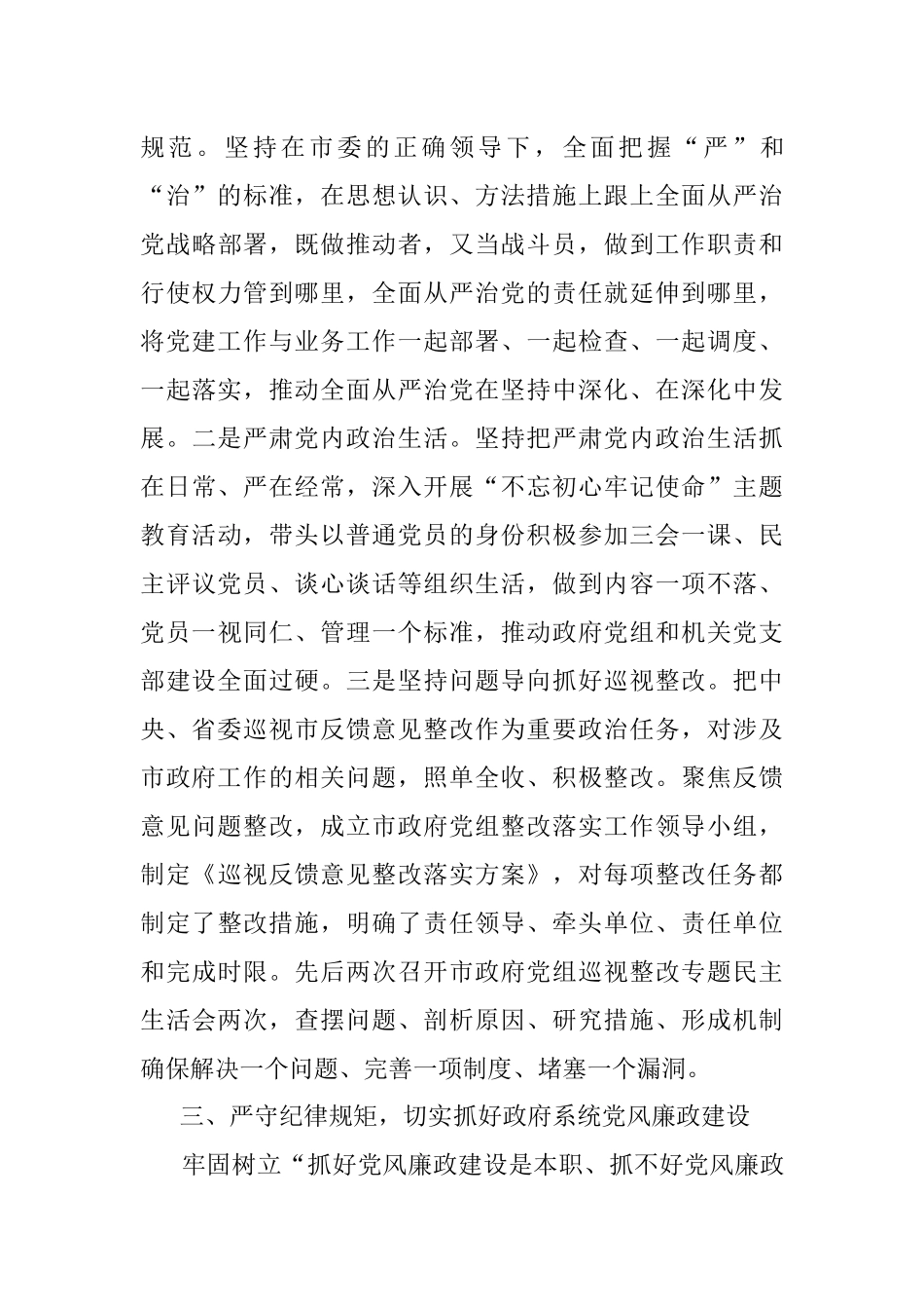 2023年市委副书记、市长在本年度落实全面从严治党主体责任和党风廉政建设责任制以及个人履行第一责任人责任情况述责述廉报告.docx_第3页