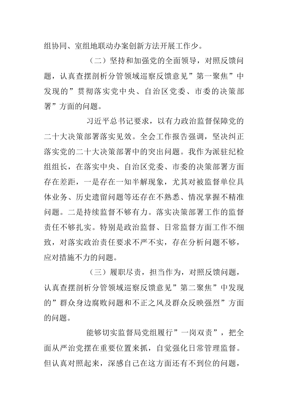 2023年巡察整改专题民主生活会对照检查剖析材料_1.docx_第2页