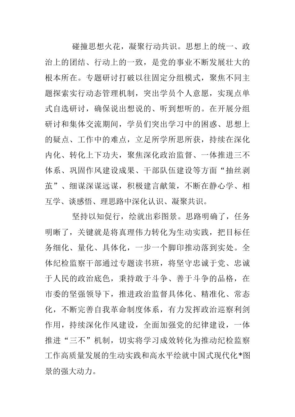 2023年XX市纪检监察教育整顿专题读书班经验总结材料.docx_第3页